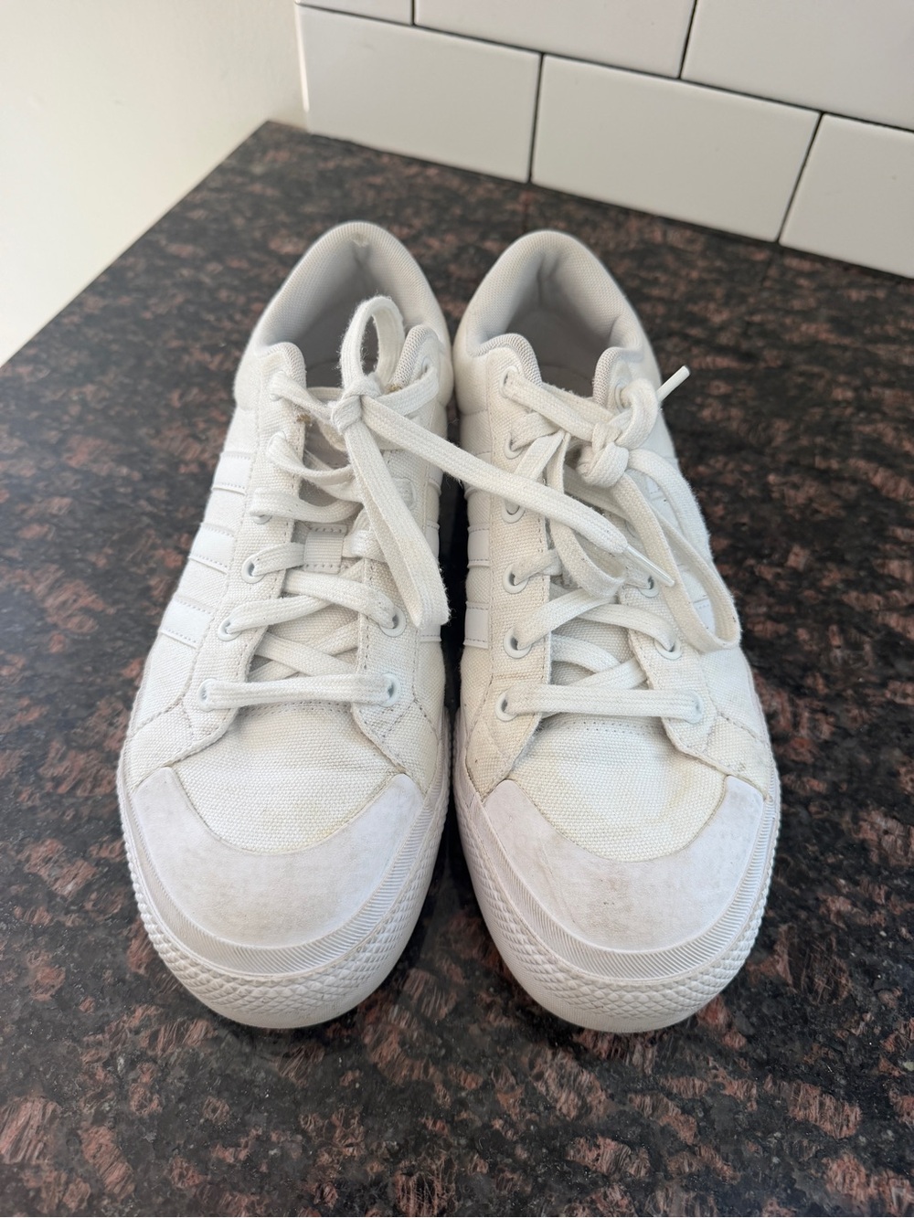 adidas White Low-Top Lace-Up Sneakers